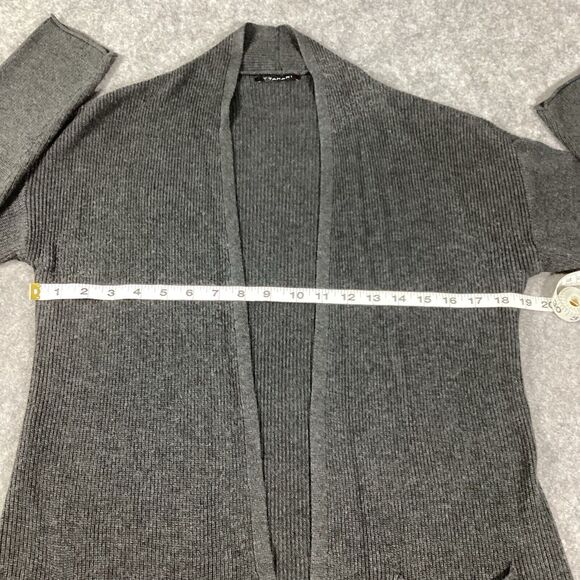 T Tahari Gray Open Front Pocket Cardigan Long Sleeve Cashmere Blend Size S - Picture 11 of 14